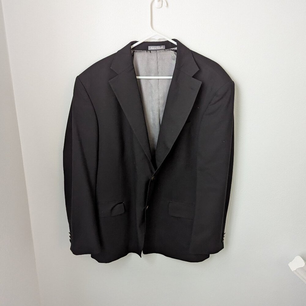 Oscar de la Renta Men's 100% Wool Black Suit Coat, 46R